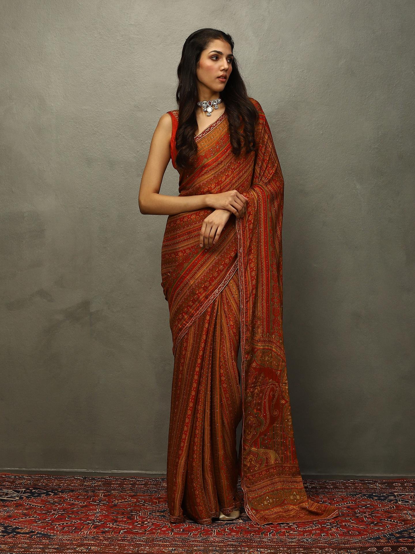 Red & Beige Vasu Saree
